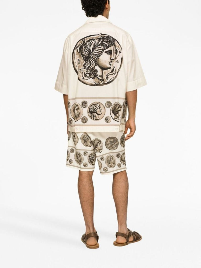 Neutral Cotton Coin Print Shirt