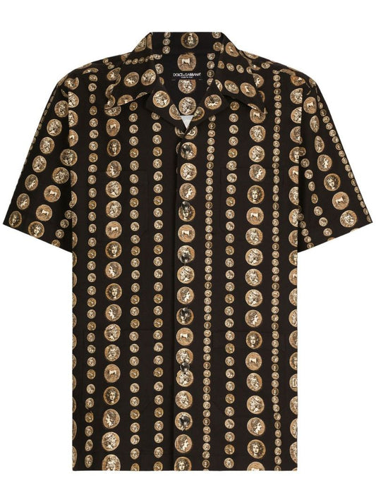 Black Graphic Print Cotton Shirt