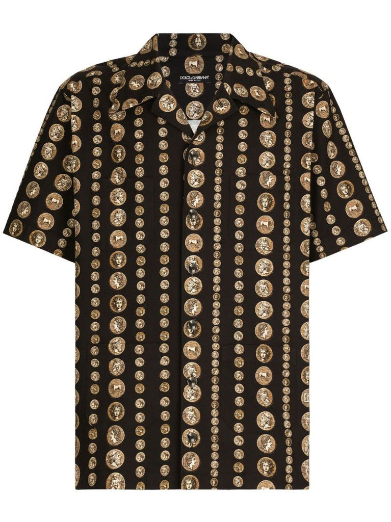 Black Graphic Print Cotton Shirt