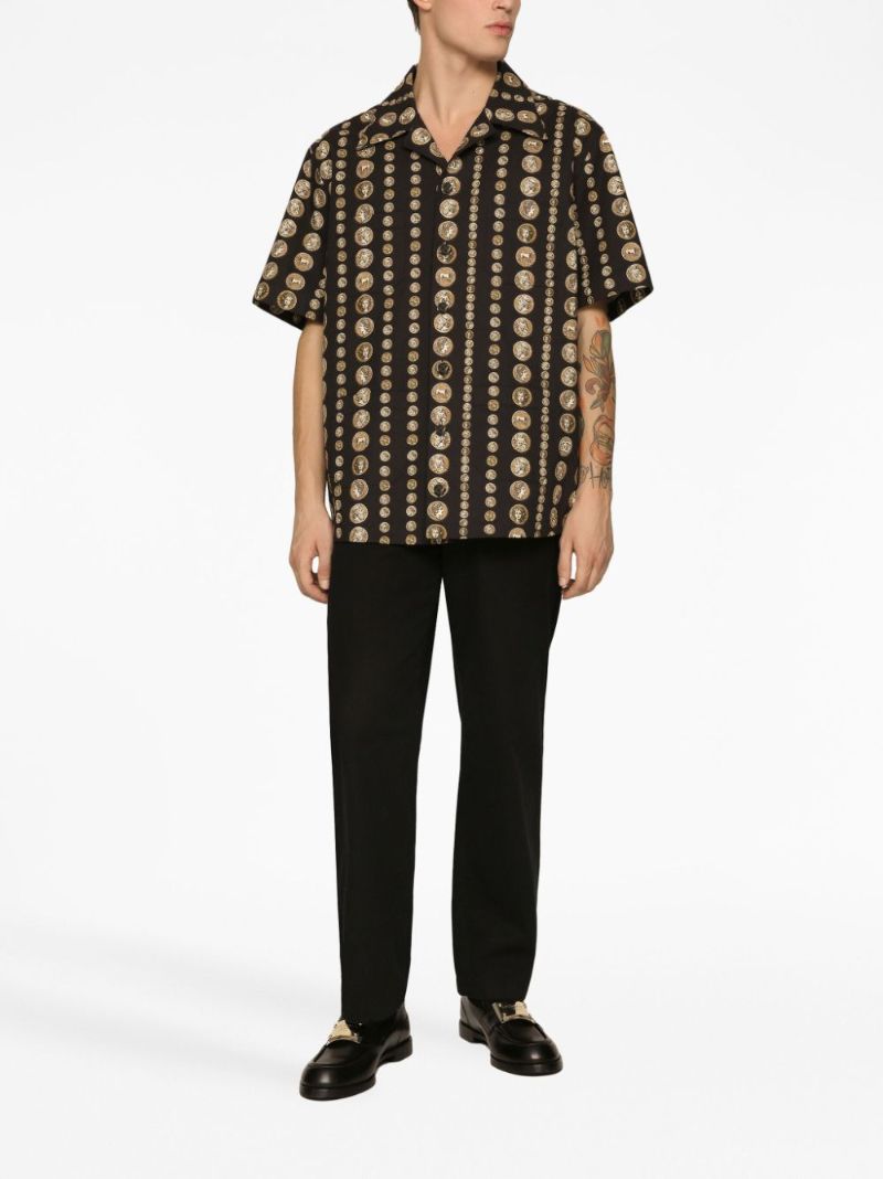 Black Graphic Print Cotton Shirt