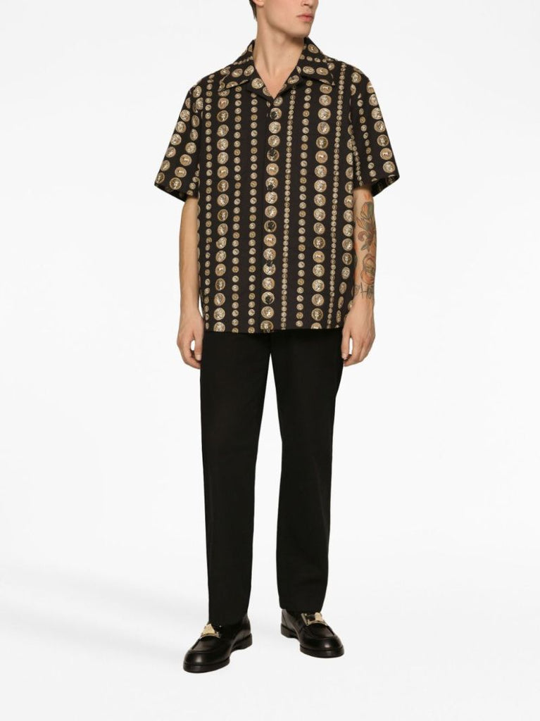 Black Graphic Print Cotton Shirt
