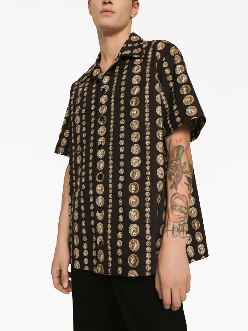 Black Graphic Print Cotton Shirt