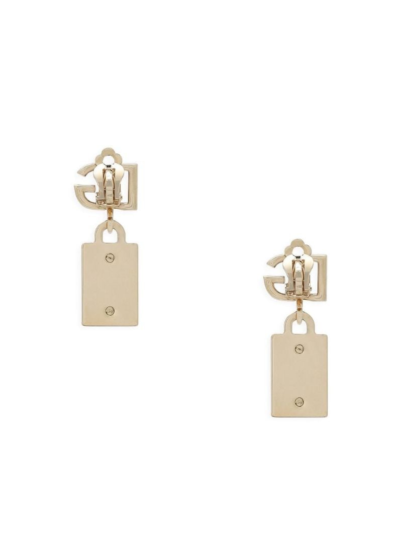 Gold-tone Logo-tag Clip Earrings