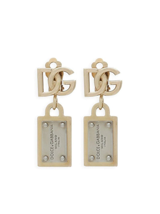 Gold-tone Logo-tag Clip Earrings