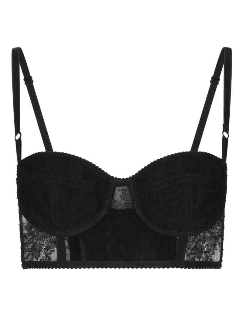Black Floral-lace Balconette Bra