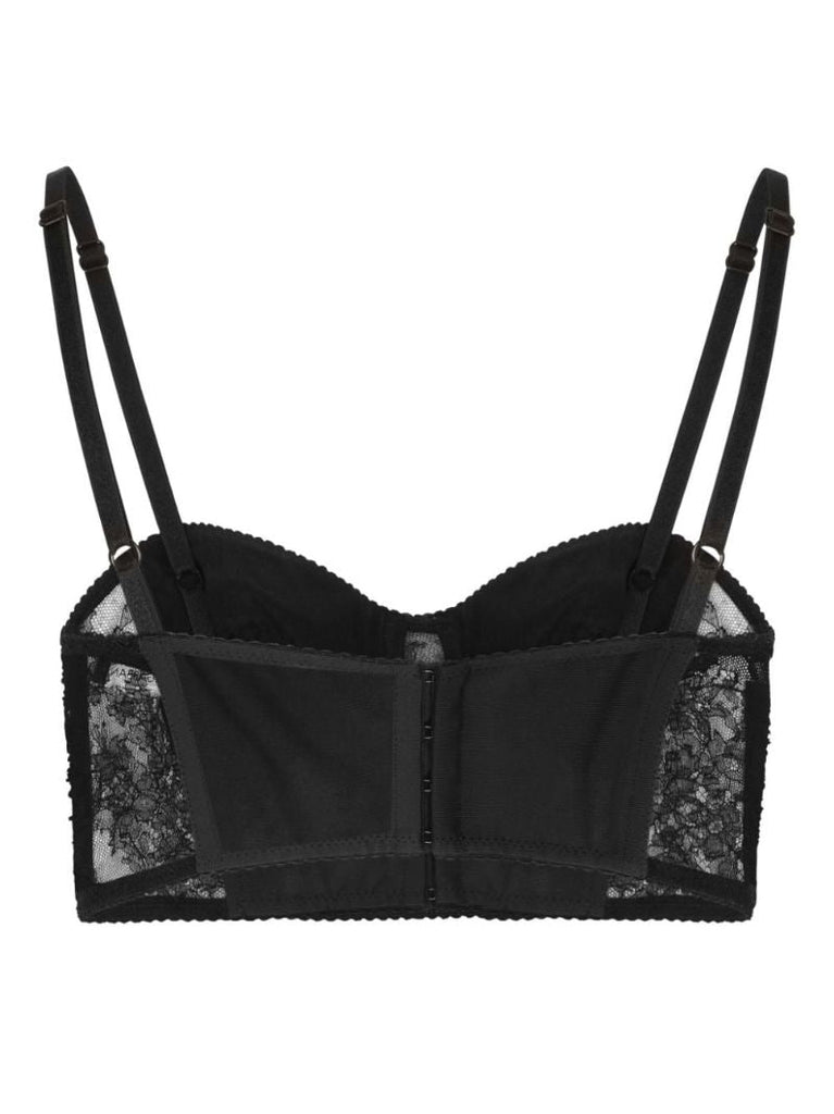Black Floral-lace Balconette Bra