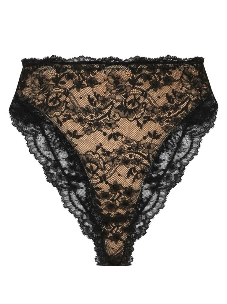 Black Chantilly Lace High-waisted Briefs