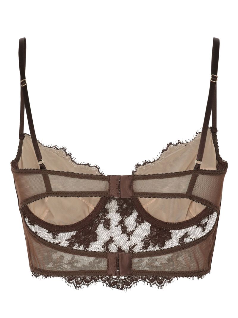 Black Floral-lace Corset-style Bra