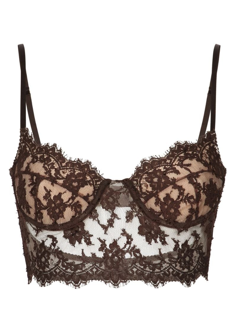 Black Floral-lace Corset-style Bra