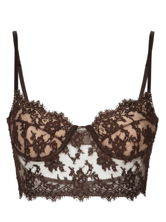 Black Floral-lace Corset-style Bra
