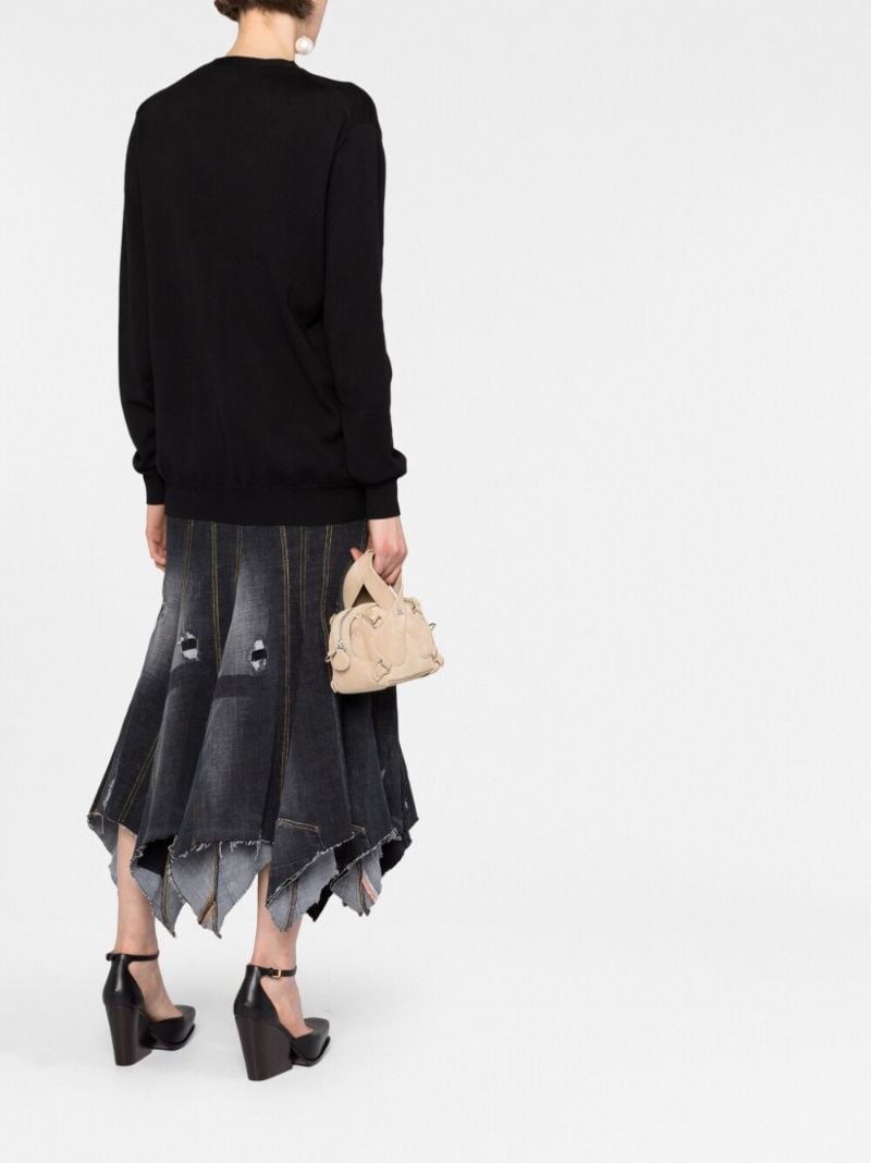 Black Logo-intarsia Virgin Wool Cardigan