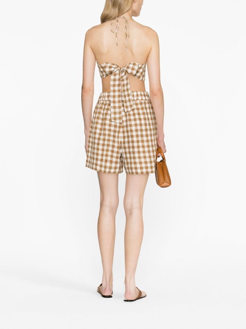 Brown Marseille Checked Cropped Top