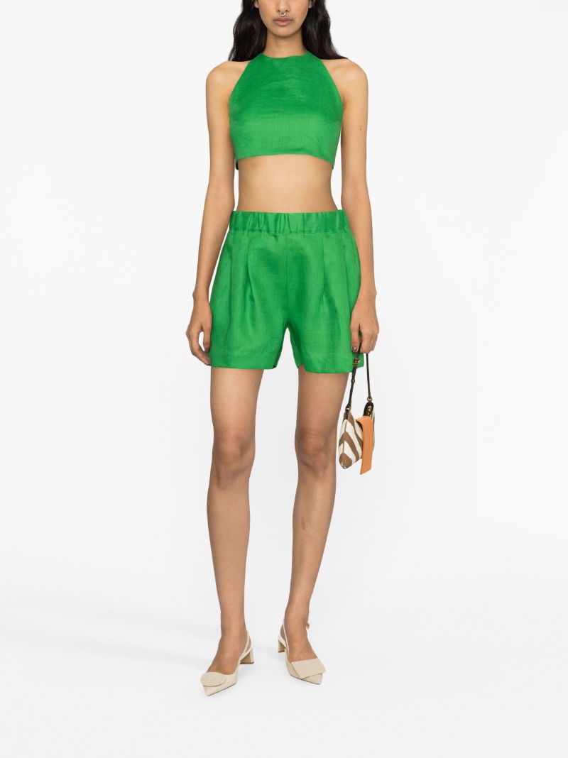 Green Marseille Linen Cropped Top