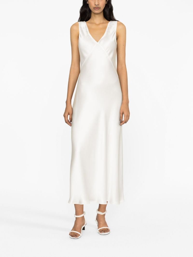 White Bordeaux V-neck Silk Dress