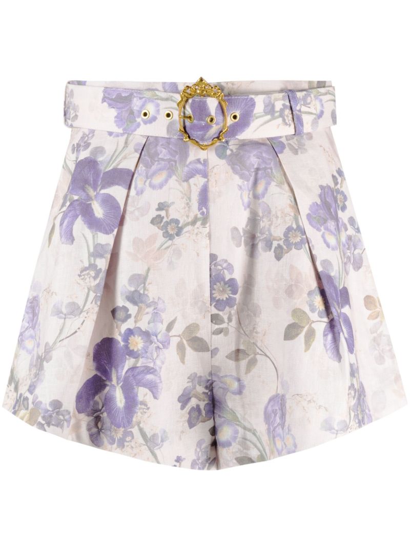 Blue Lyrical Floral-print Shorts