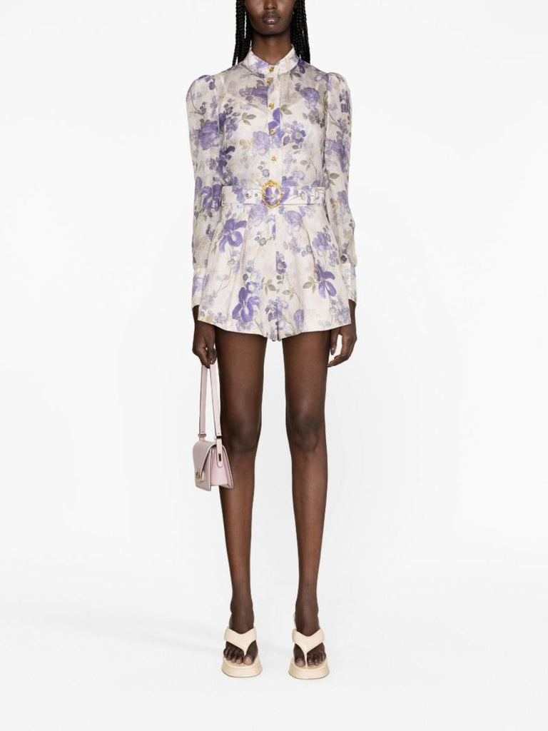 Blue Lyrical Floral-print Shorts