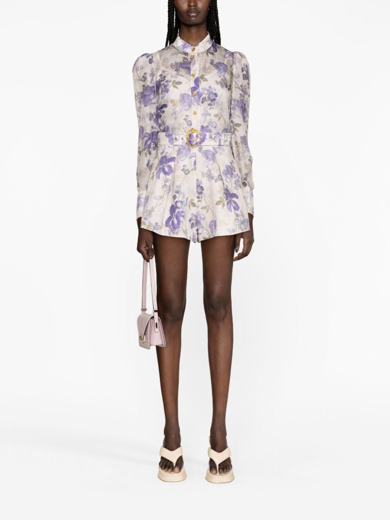 Blue Lyrical Floral-print Shorts