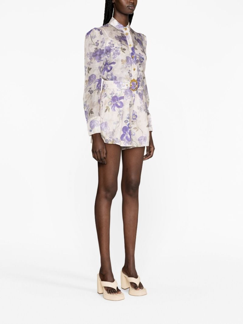 Blue Lyrical Floral-print Shorts