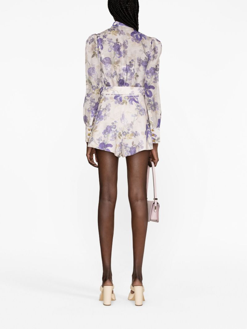 Blue Lyrical Floral-print Shorts
