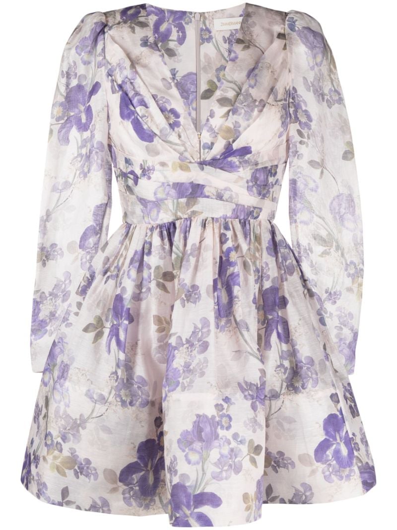 Blue Lyrical Floral-print Mini Dress