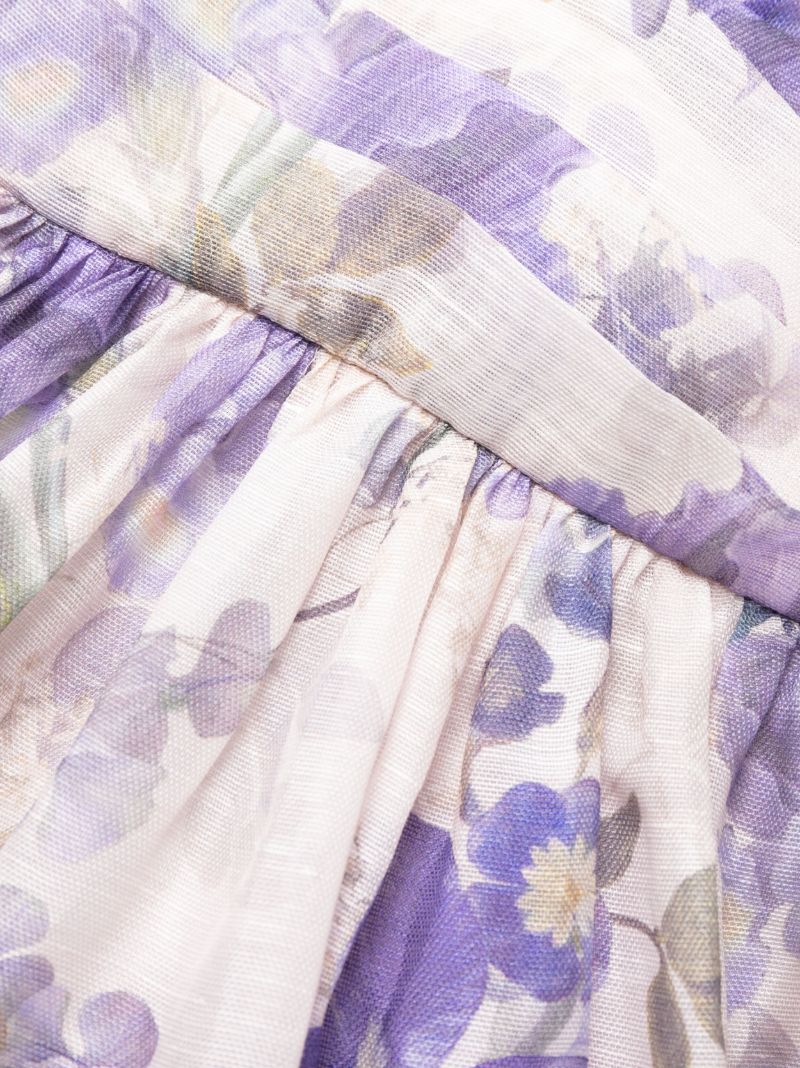 Blue Lyrical Floral-print Mini Dress