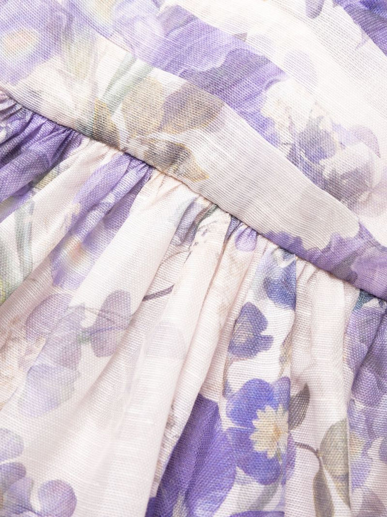 Blue Lyrical Floral-print Mini Dress