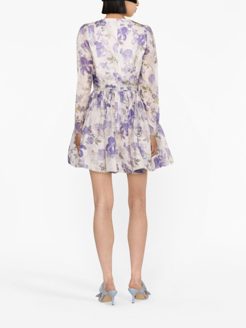 Blue Lyrical Floral-print Mini Dress