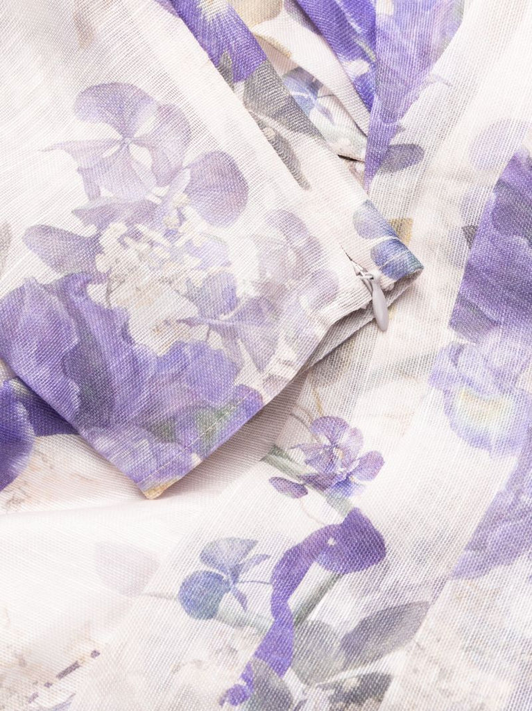Blue Lyrical Floral-print Mini Dress