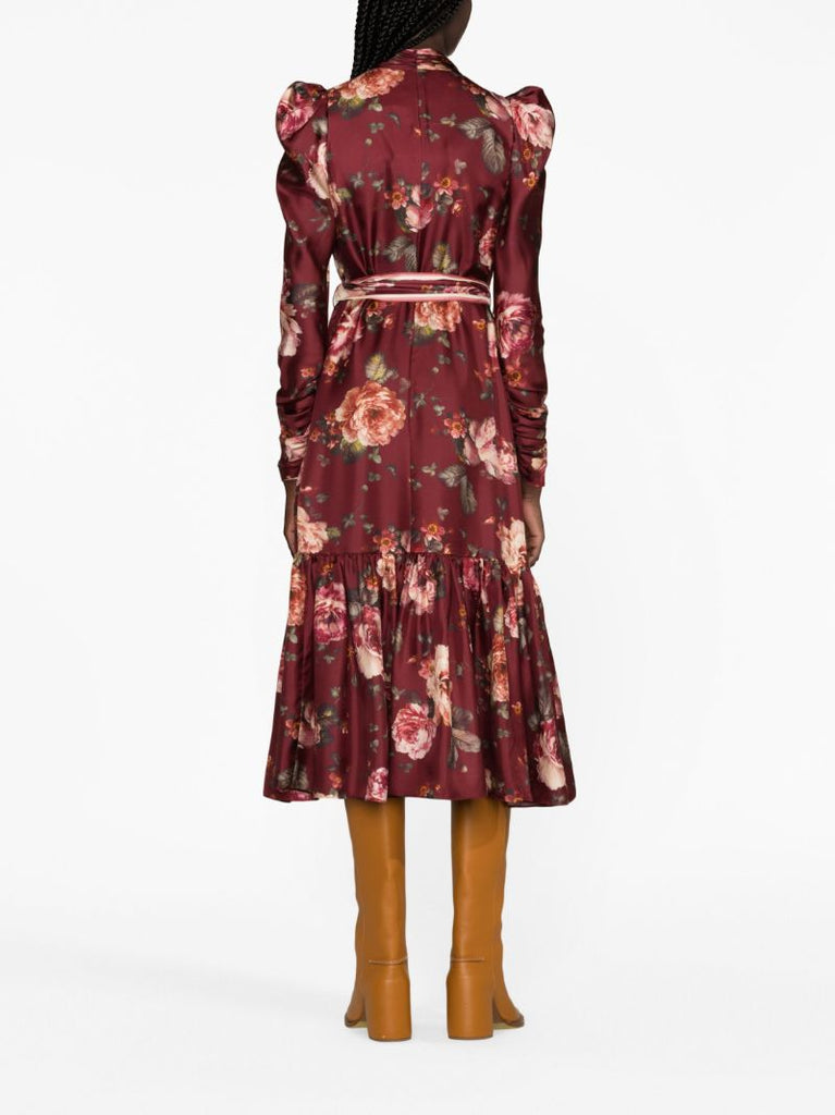 Red Luminosity Floral-print Silk Dress