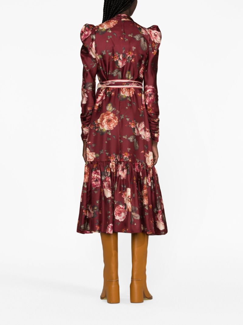 Red Luminosity Floral-print Silk Dress