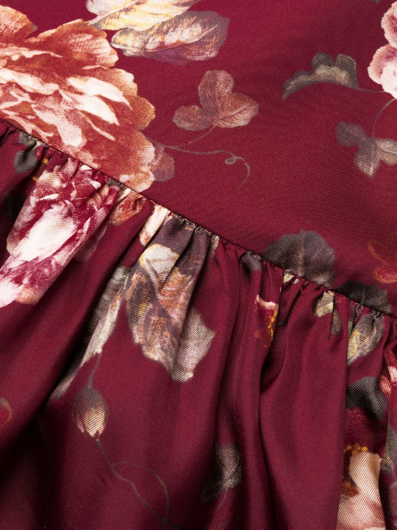 Red Luminosity Floral-print Silk Dress