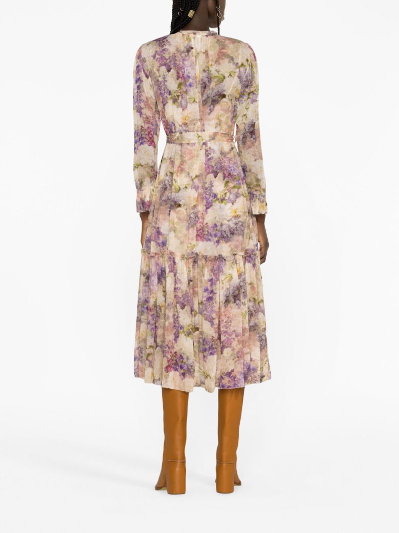 Neutral Lyrical Lantern Floral-print Dress