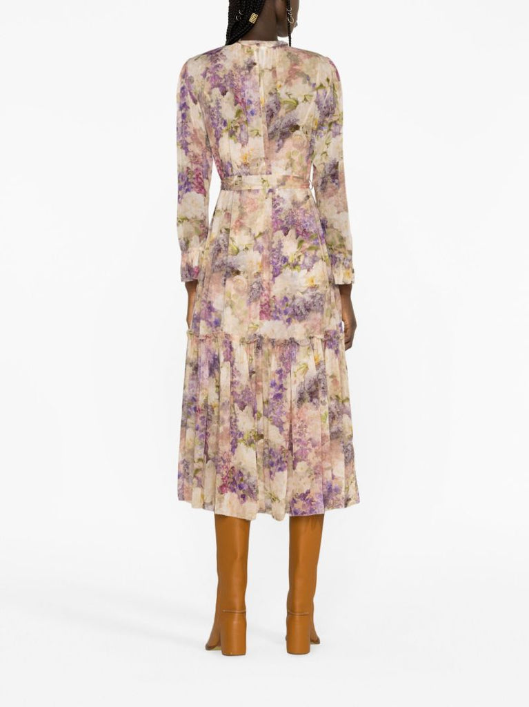 Neutral Lyrical Lantern Floral-print Dress