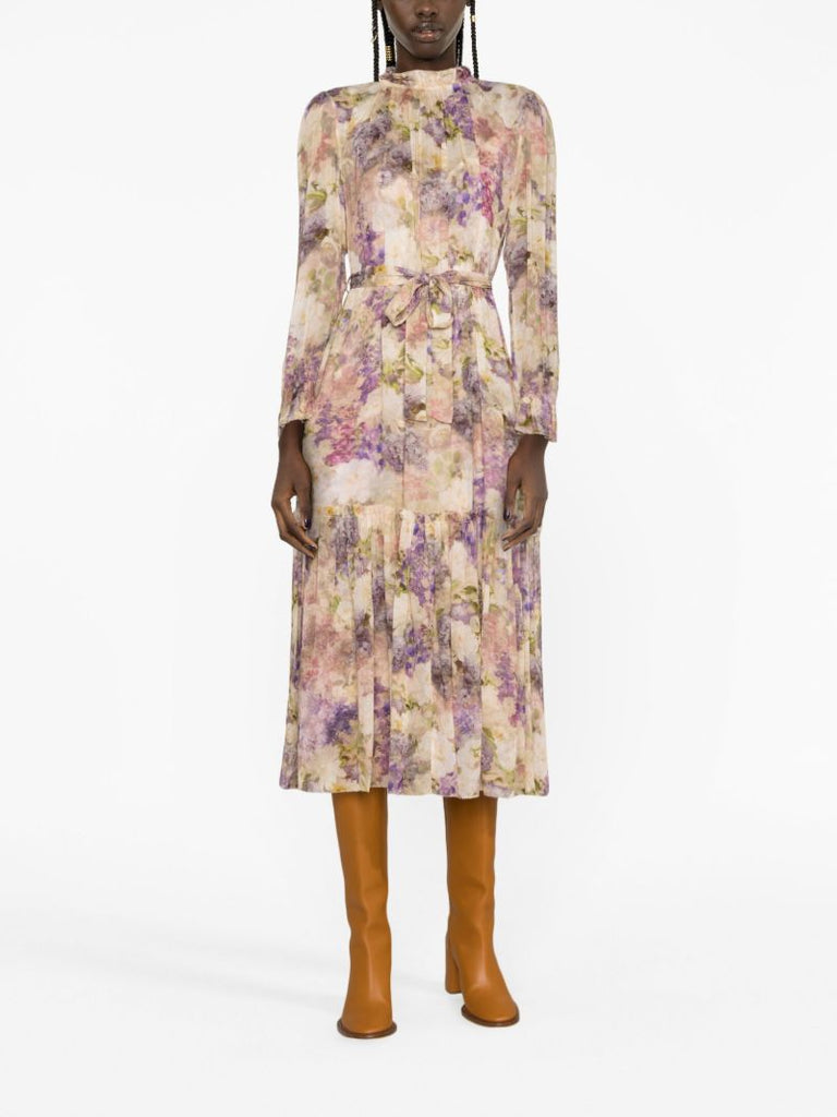 Neutral Lyrical Lantern Floral-print Dress
