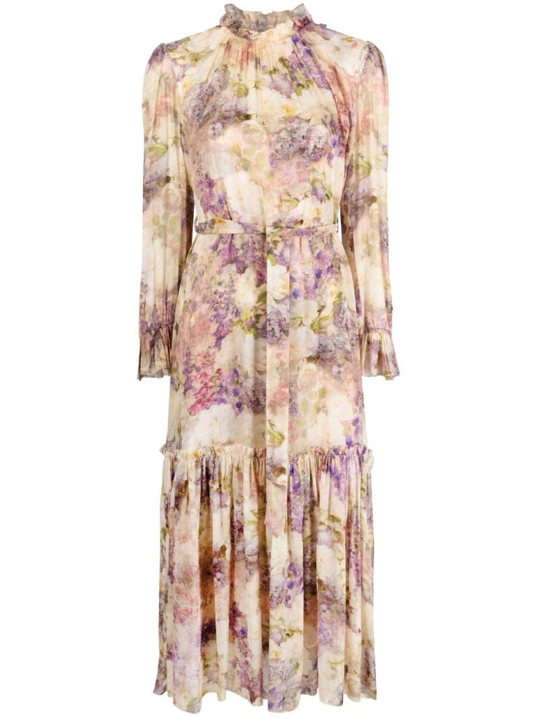 Neutral Lyrical Lantern Floral-print Dress