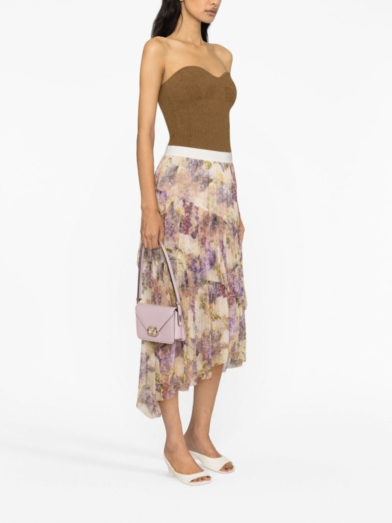Neutral Lyrical Floral-print Asymmetric Skirt