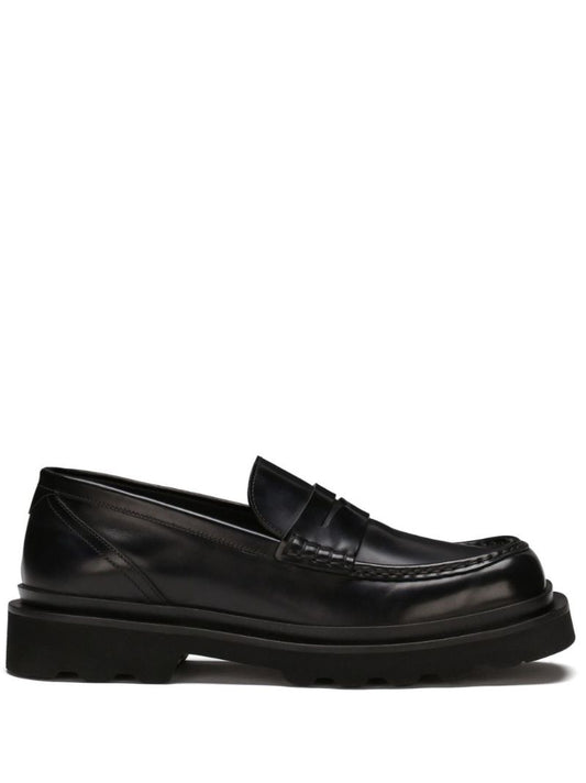 Black Leather Penny Loafers