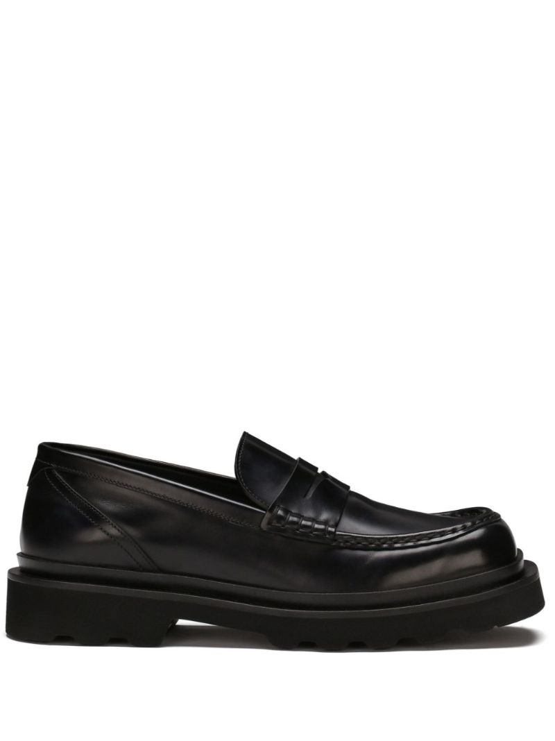 Black Leather Penny Loafers