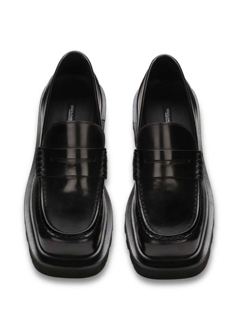 Black Leather Penny Loafers
