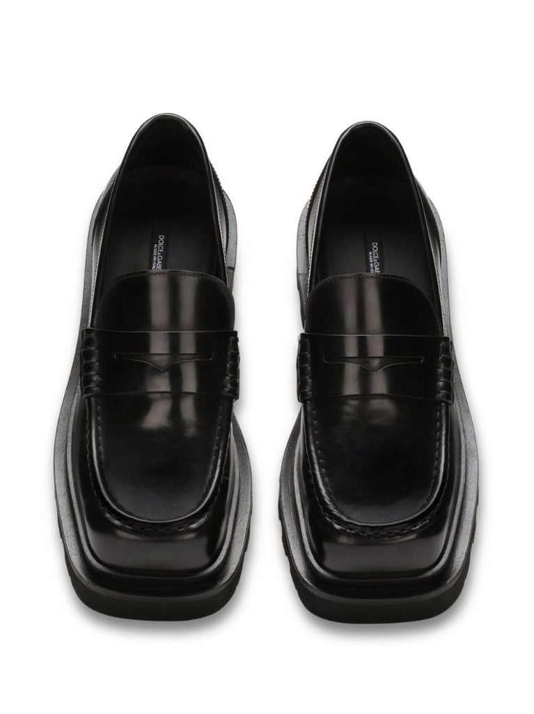 Black Leather Penny Loafers