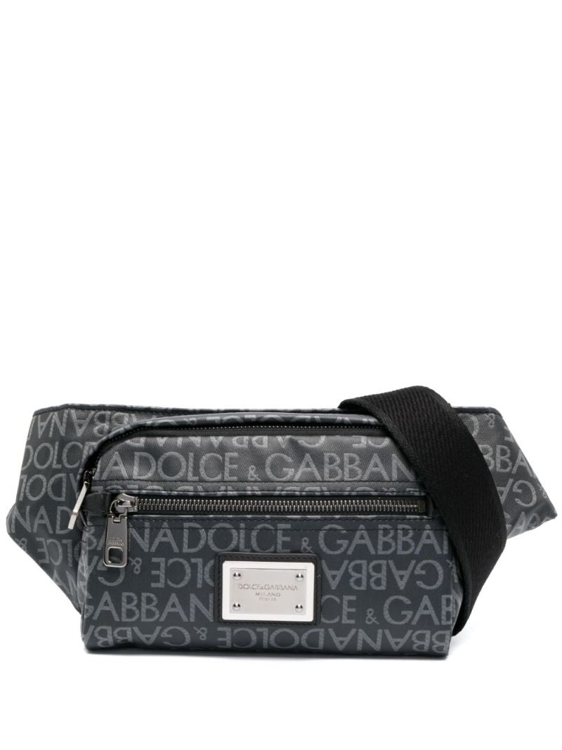 Black Logo Jacquard Belt Bag