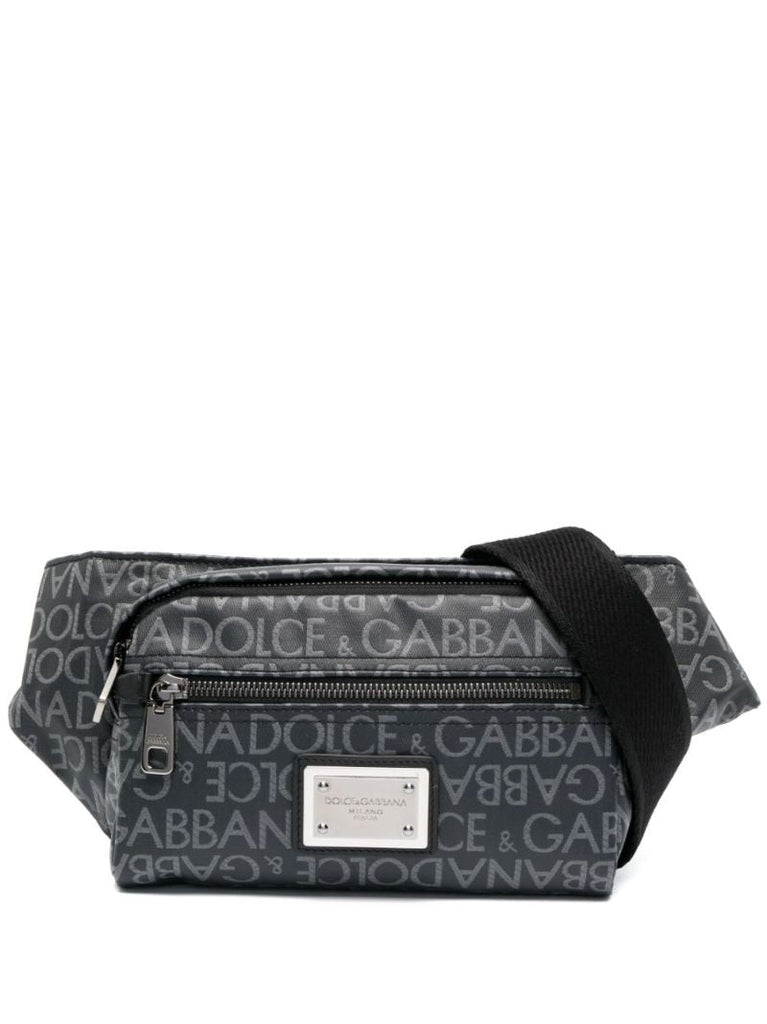 Black Logo Jacquard Belt Bag