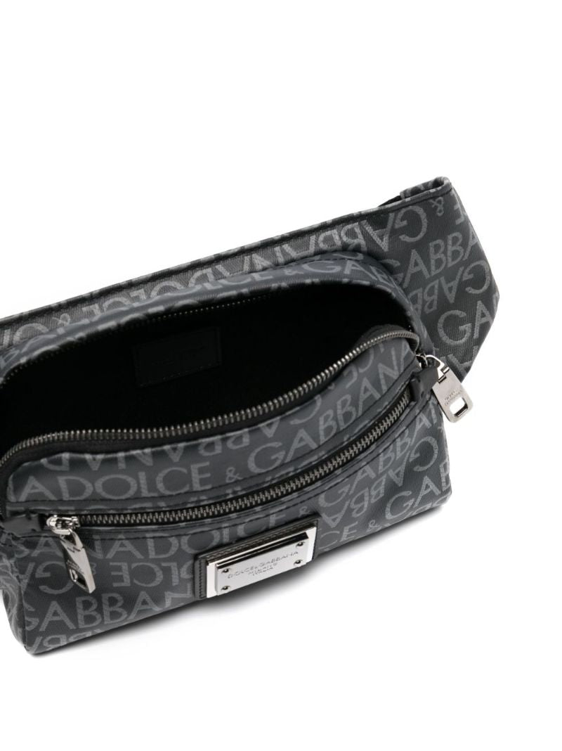 Black Logo Jacquard Belt Bag