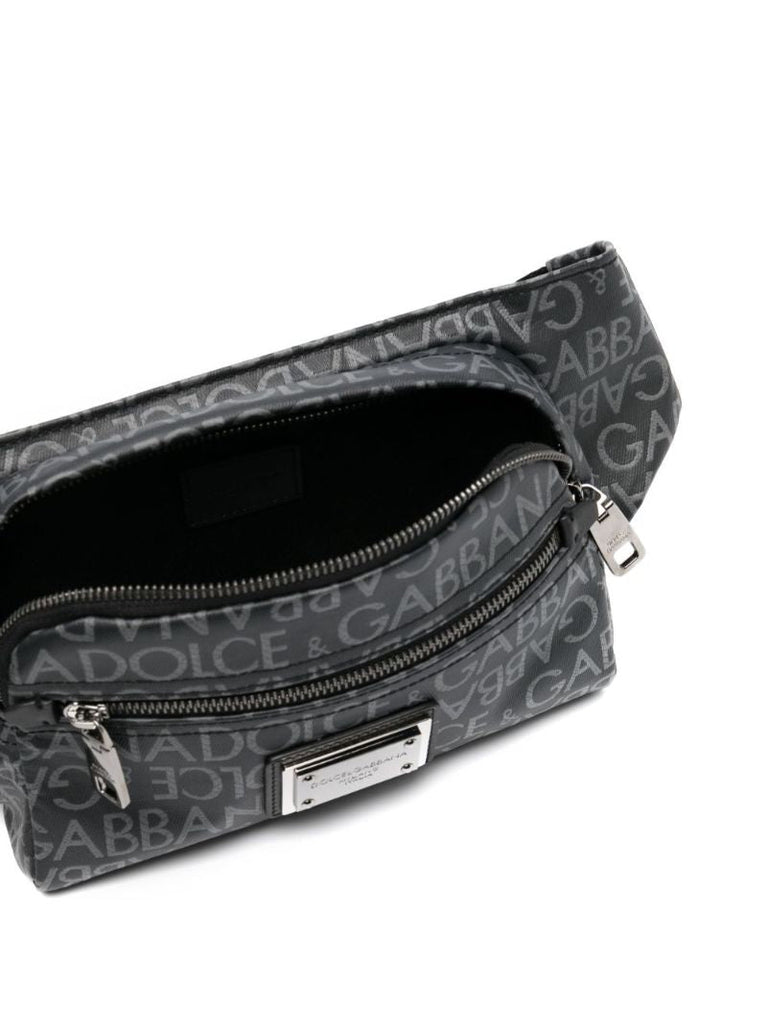 Black Logo Jacquard Belt Bag