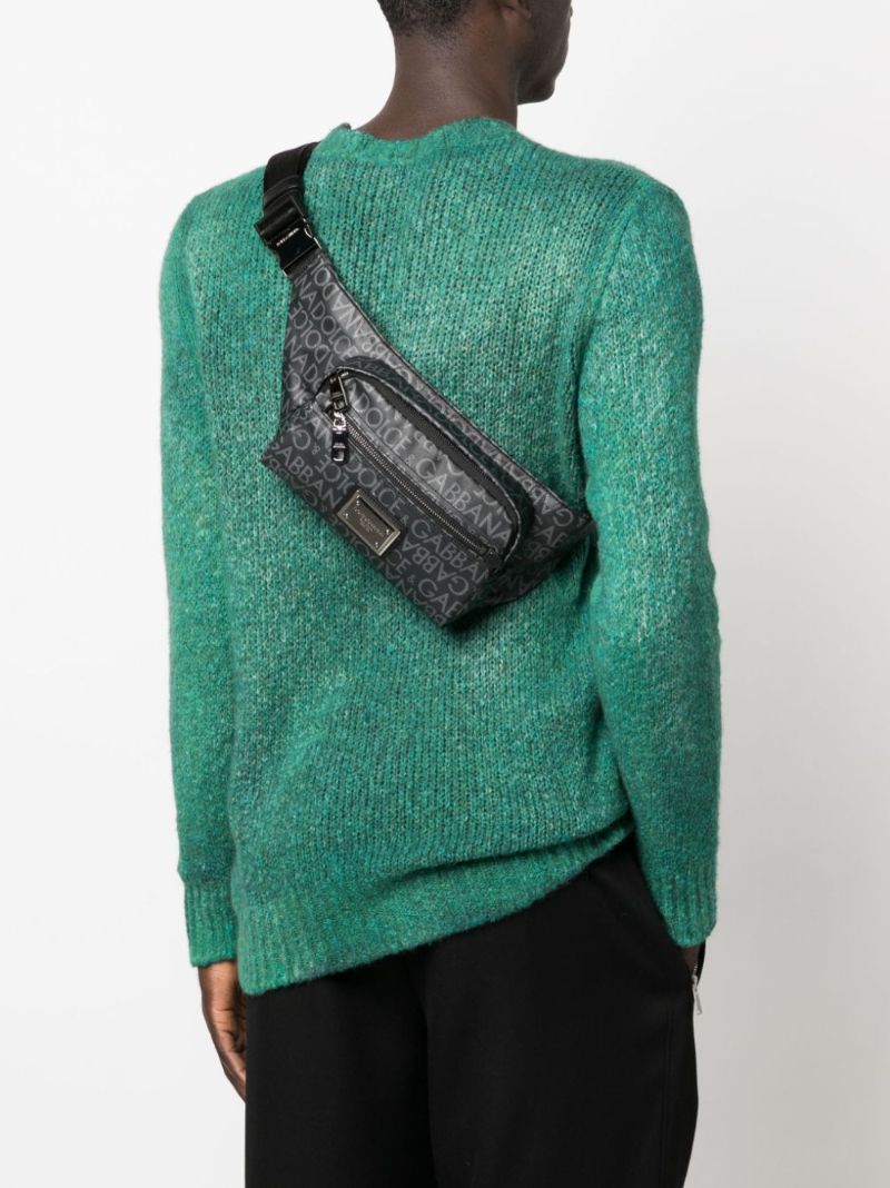 Black Logo Jacquard Belt Bag