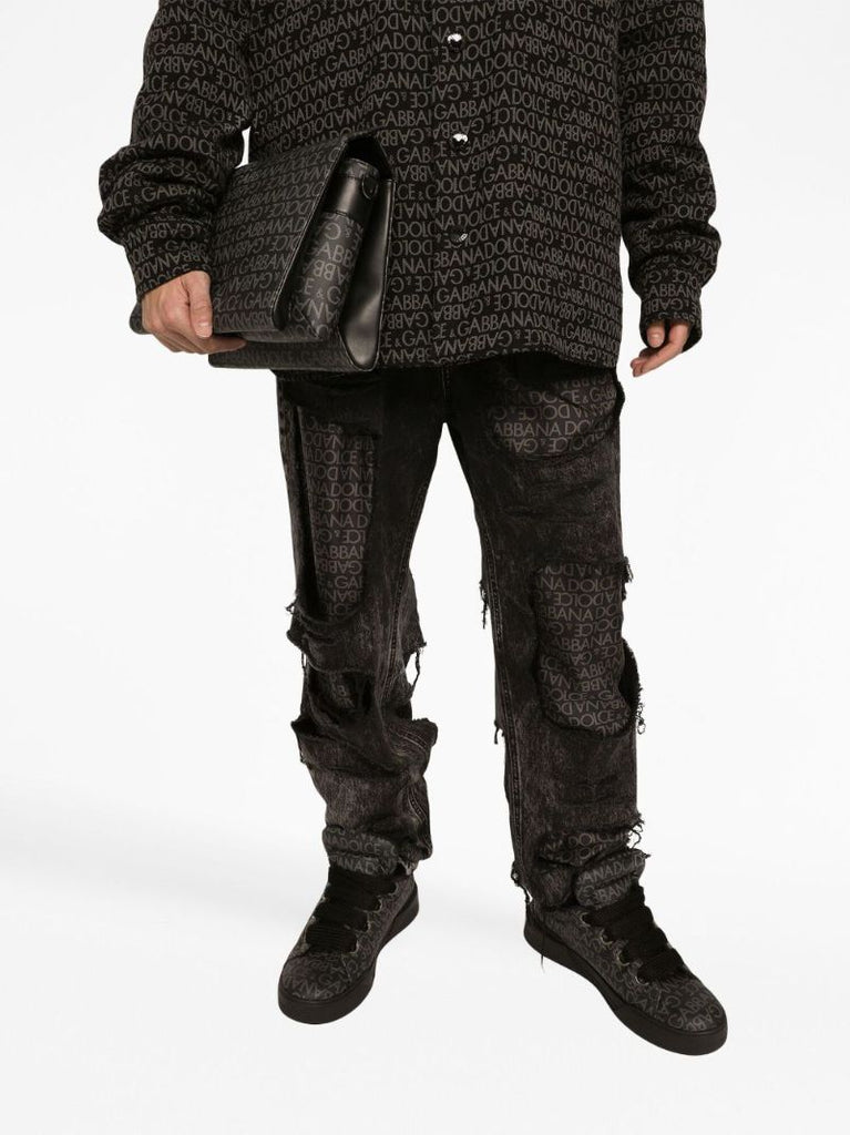 Black Logo-jacquard Shoulder Bag