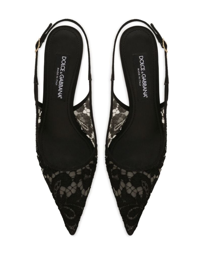 Black 60 Lace Slingback Pumps