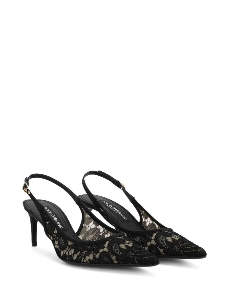 Black 60 Lace Slingback Pumps