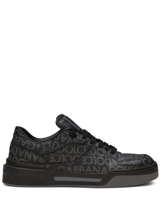 Black New Roma Logo-jacquard Sneakers