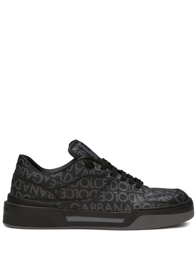 Black New Roma Logo-jacquard Sneakers
